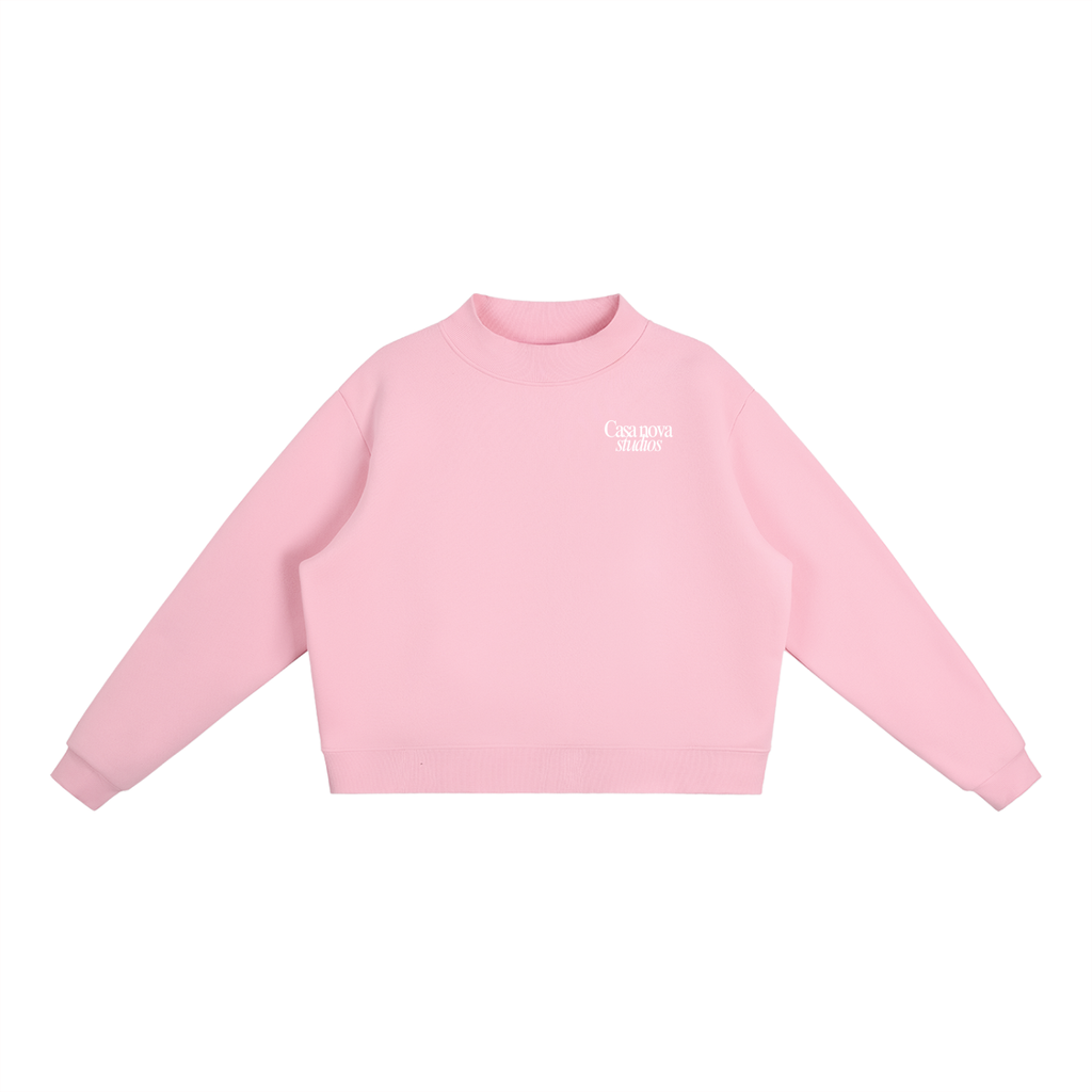 Women Essential Fleece Mock-Neck Crew Sweatshirt