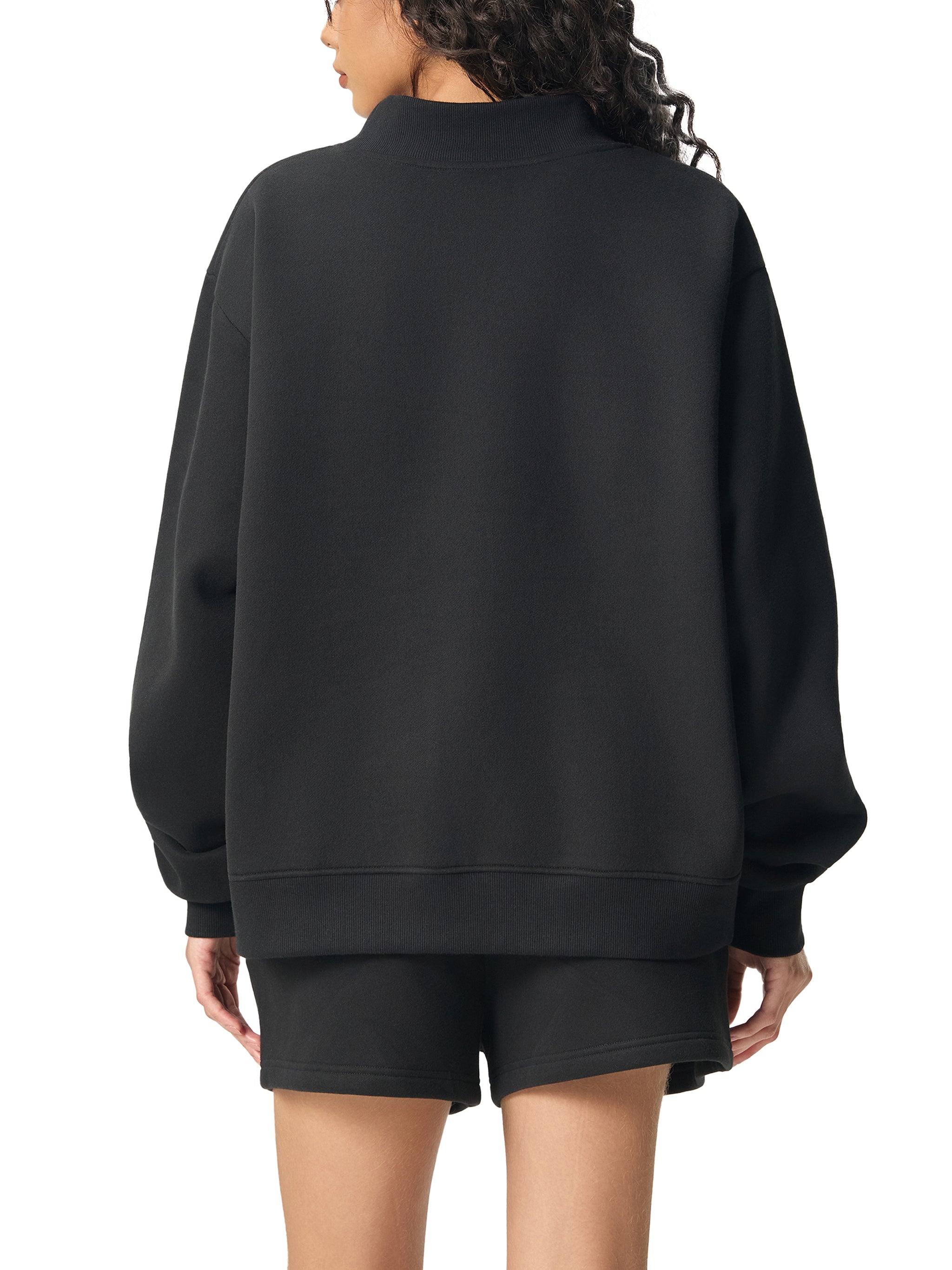Women Essential Fleece Mock-Neck Crew Sweatshirt